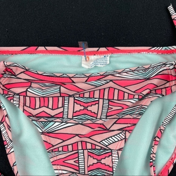 O'rageous Bikini Bottom Girls Medium Pink Green Tie Sides - Picture 4 of 8